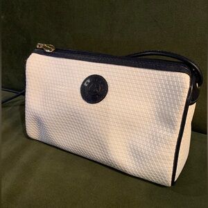 Liz Claiborne 80s White Crossbody with Navy Leather Trims